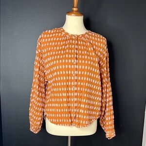 Pilcro Orange and Punk Patterned Women's Top sz Small